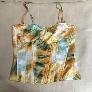 PrettyLittleThing Tie-Dye Camisole in Orange and Green